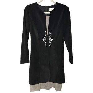 Vintage Black and Gray Velvet Dress Size 4P